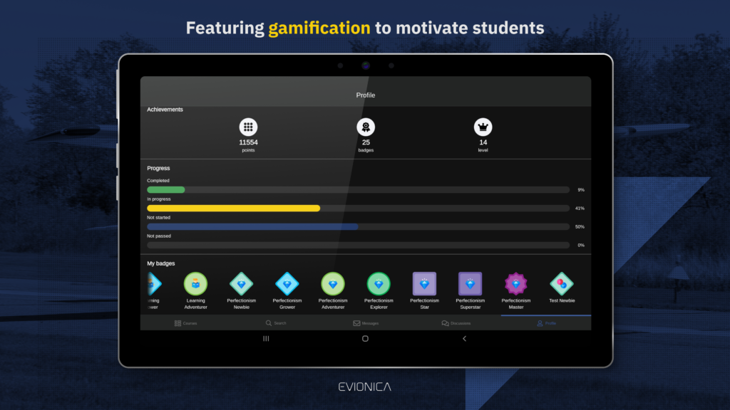Tablet displays gamification on LMS platform