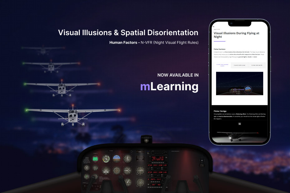 Graphic shows mobile version of Night VFR course